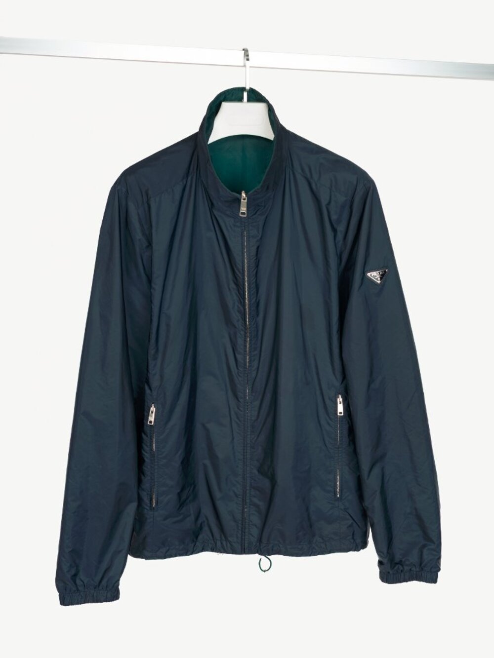 Prada Reversible Navy & Green Nylon-Taffeta Blouson Jacket